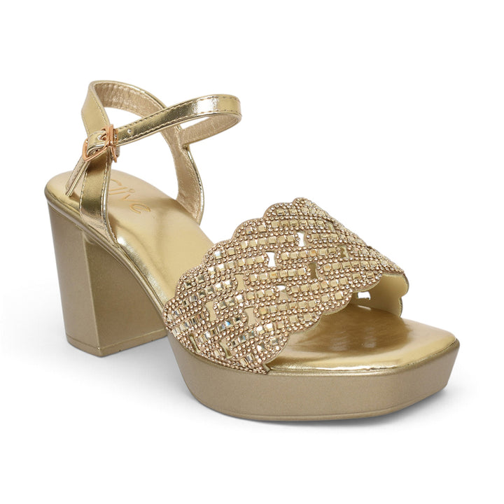 Golden Bridal Sandal Heels - l065810