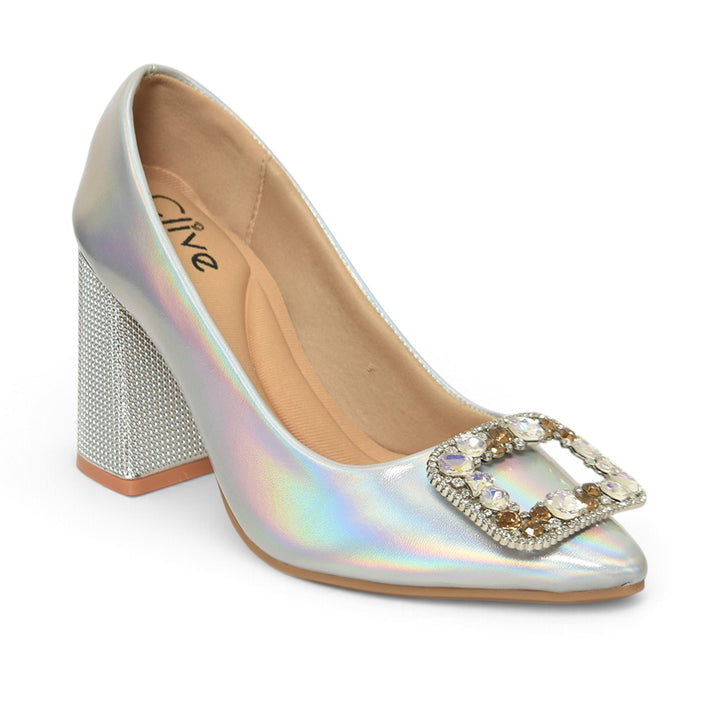 Silver Bridal Court Shoes - L087252