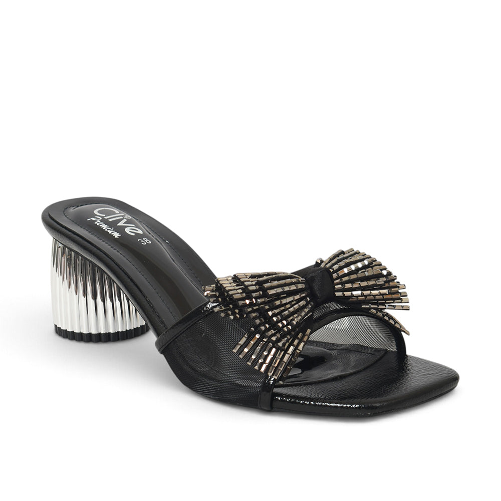 Black Bridal Slipper Heels - l045261