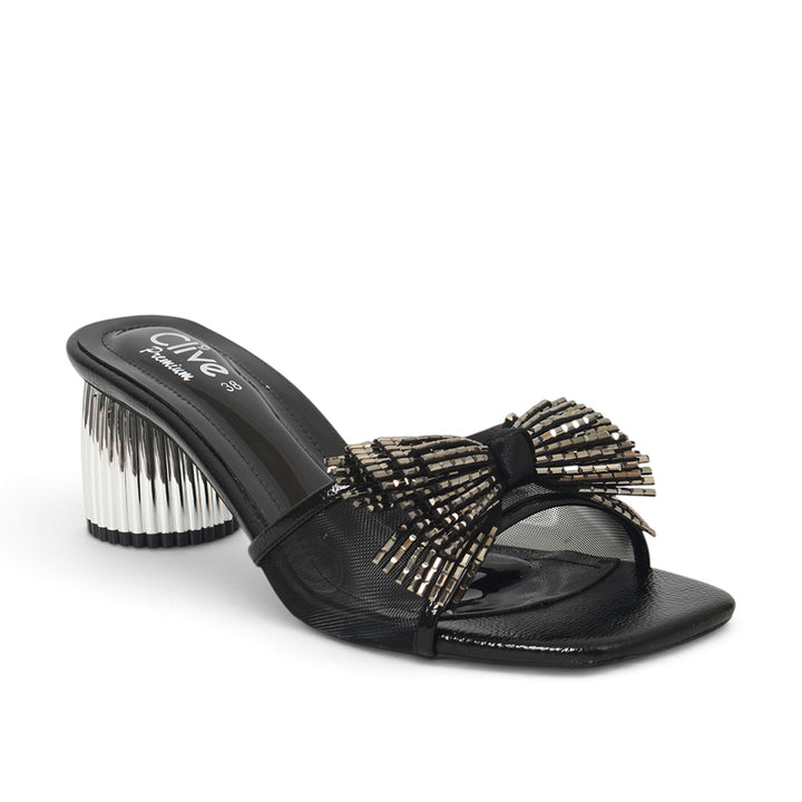 Black Bridal Slipper Heels - l045261