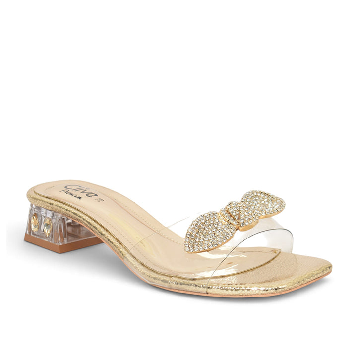 Golden Bridal Slipper Heels - l045267