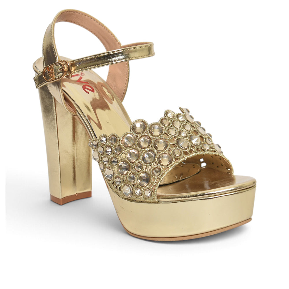 Golden Bridal Sandal Heels - L065822