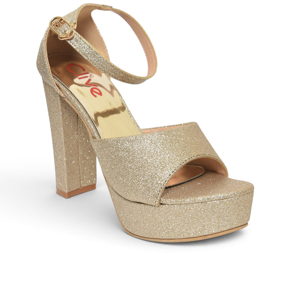 Golden Bridal Sandal Heels - L065821