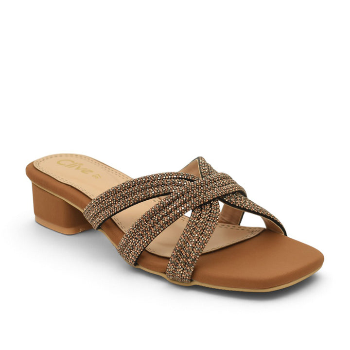Tan Fancy Flat Slipper - L042352