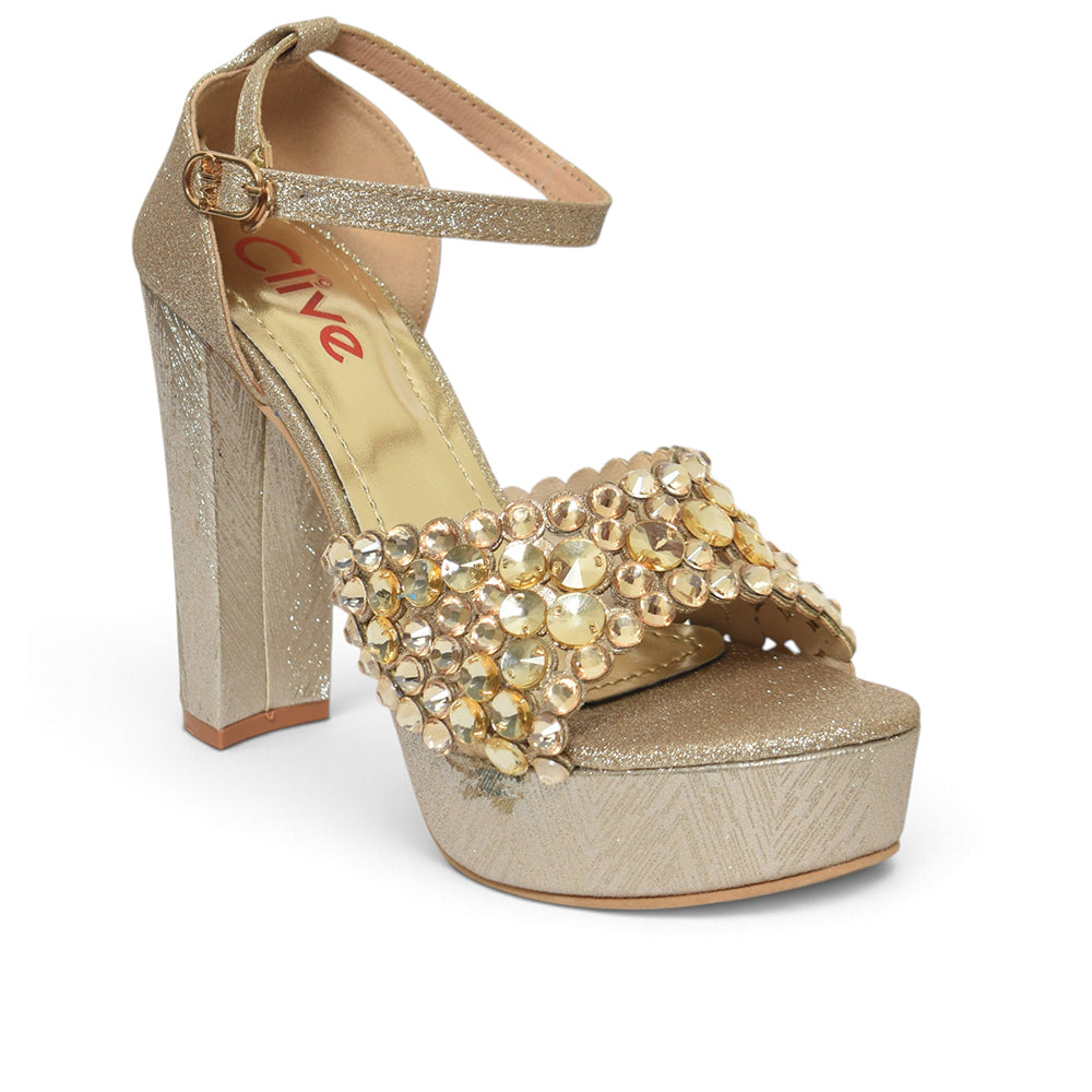 Golden Bridal Sandal Heels - L065820