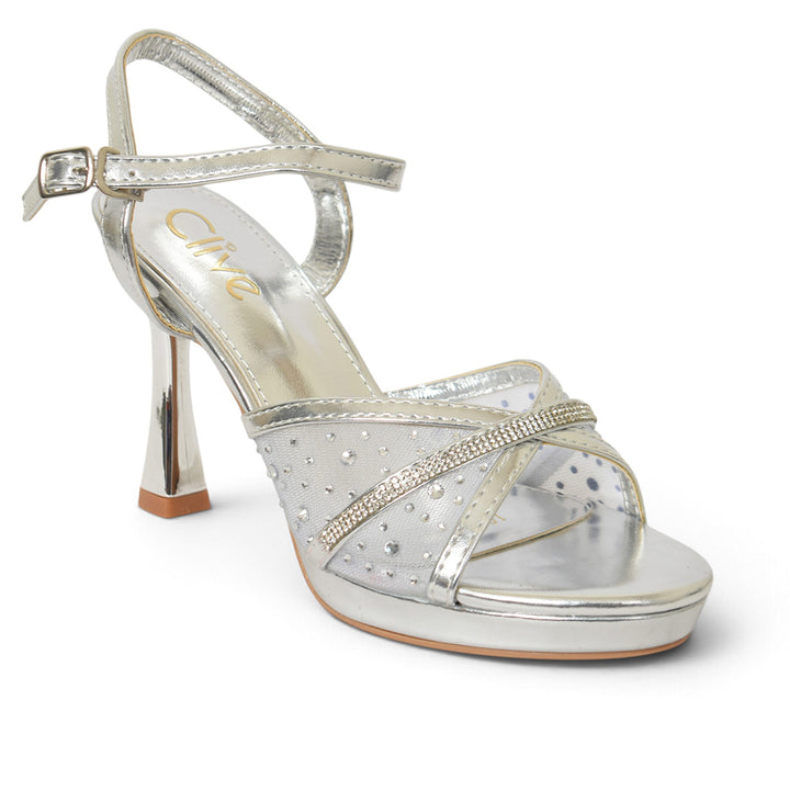Silver Bridal Sandal Heels - l065815