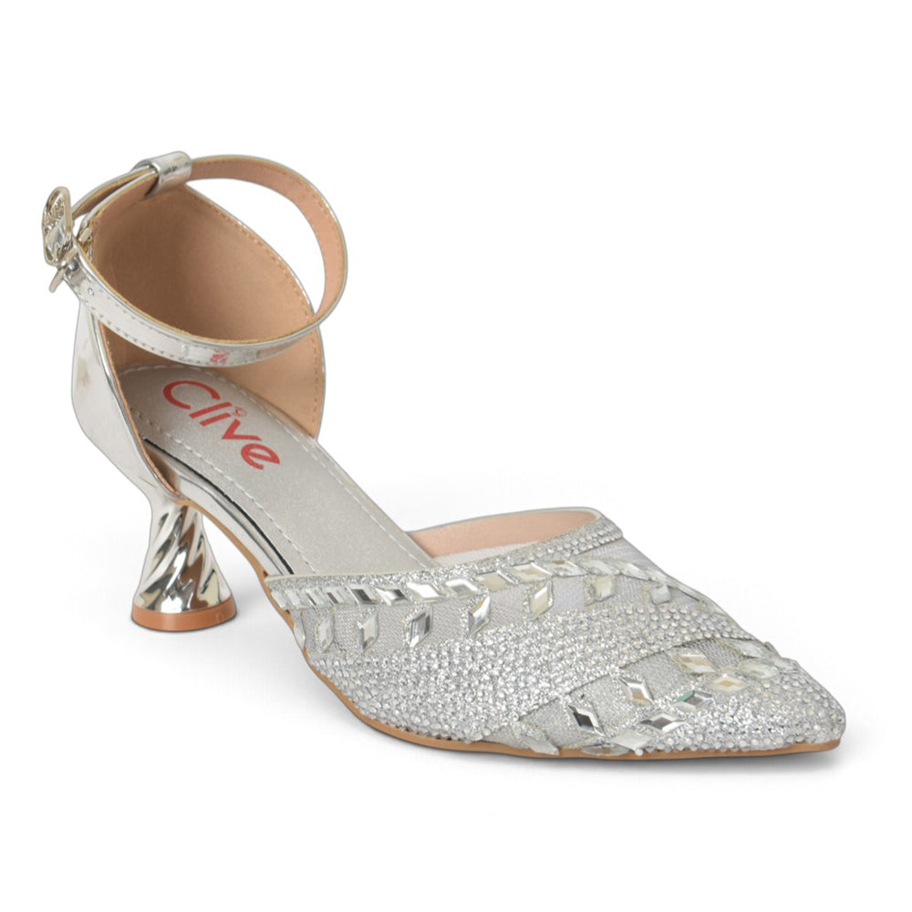 Silver Bridal Court Shoes - l087283