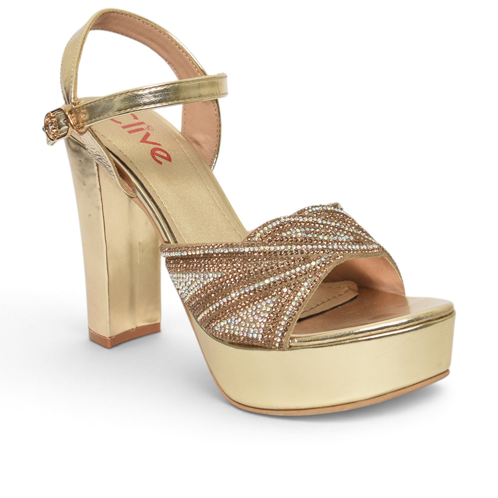 Golden Bridal Sandal Heels - L065824