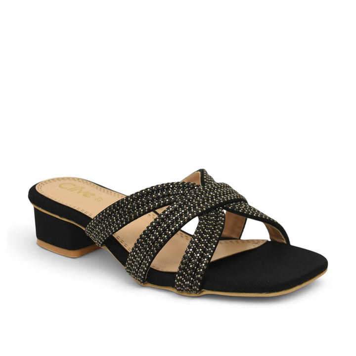 Black Fancy Flat Slipper - L042352