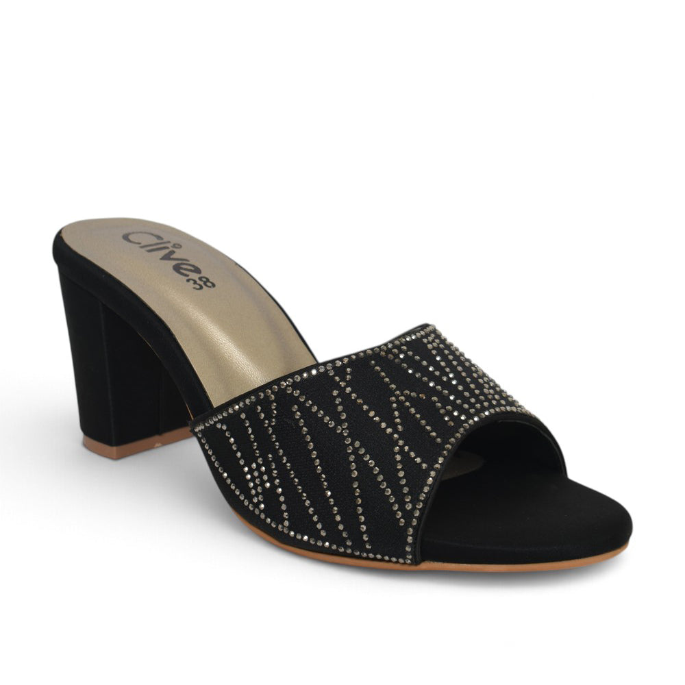 Black Bridal Slipper Heels - L045277