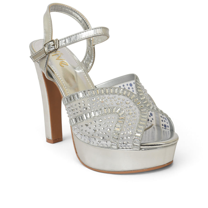 Silver Bridal Sandal Heels - l065816