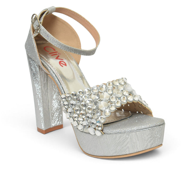 Silver Bridal Sandal Heels - L065820