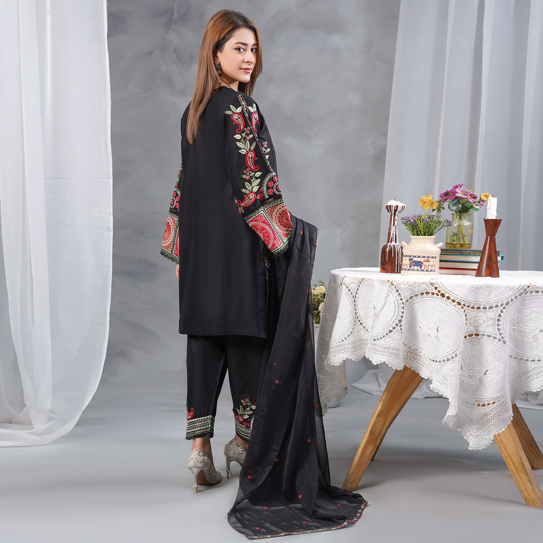 3-PC Luxury Embroidered cambric & NET