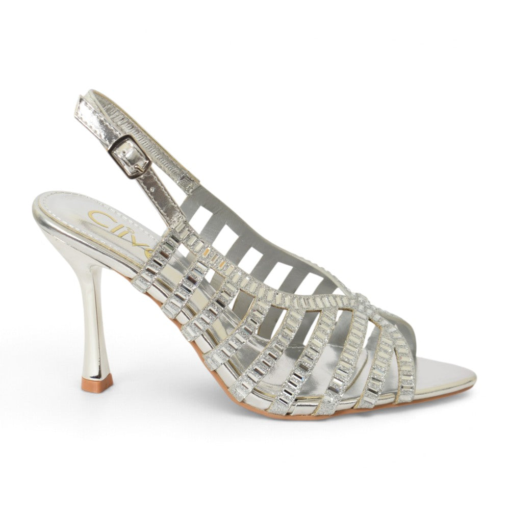 Silver Bridal Sandal Heels - l065814