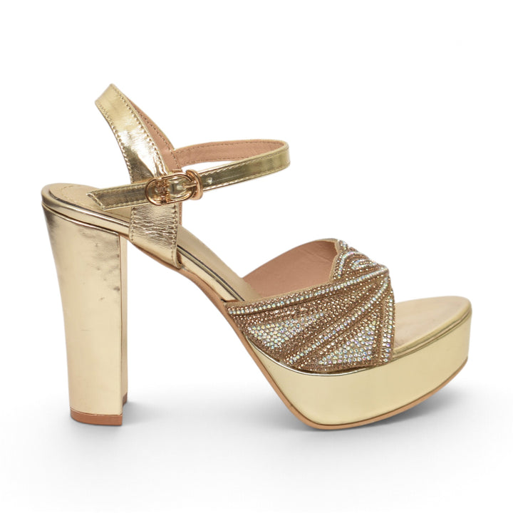 Golden Bridal Sandal Heels - L065824