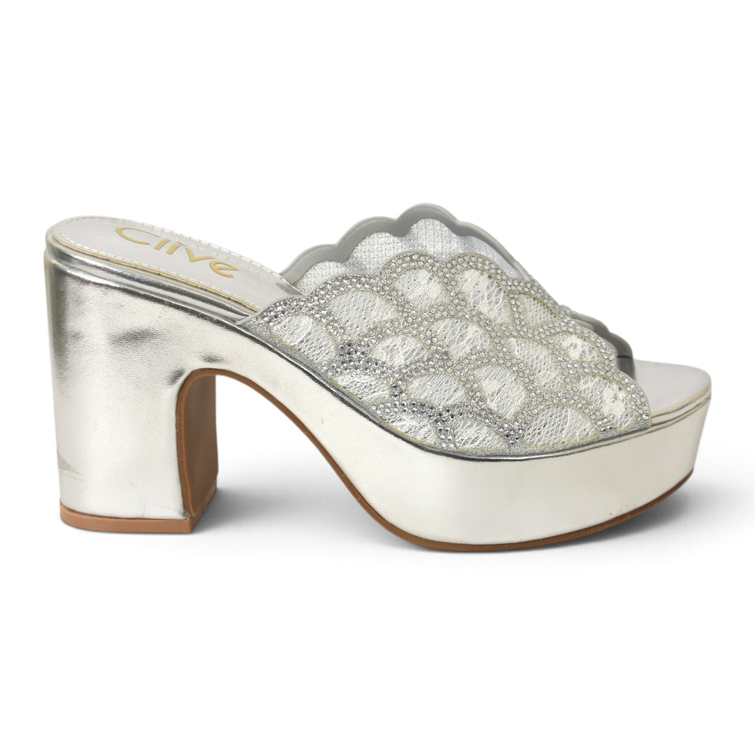 Silver Bridal Slipper Heels - l045242