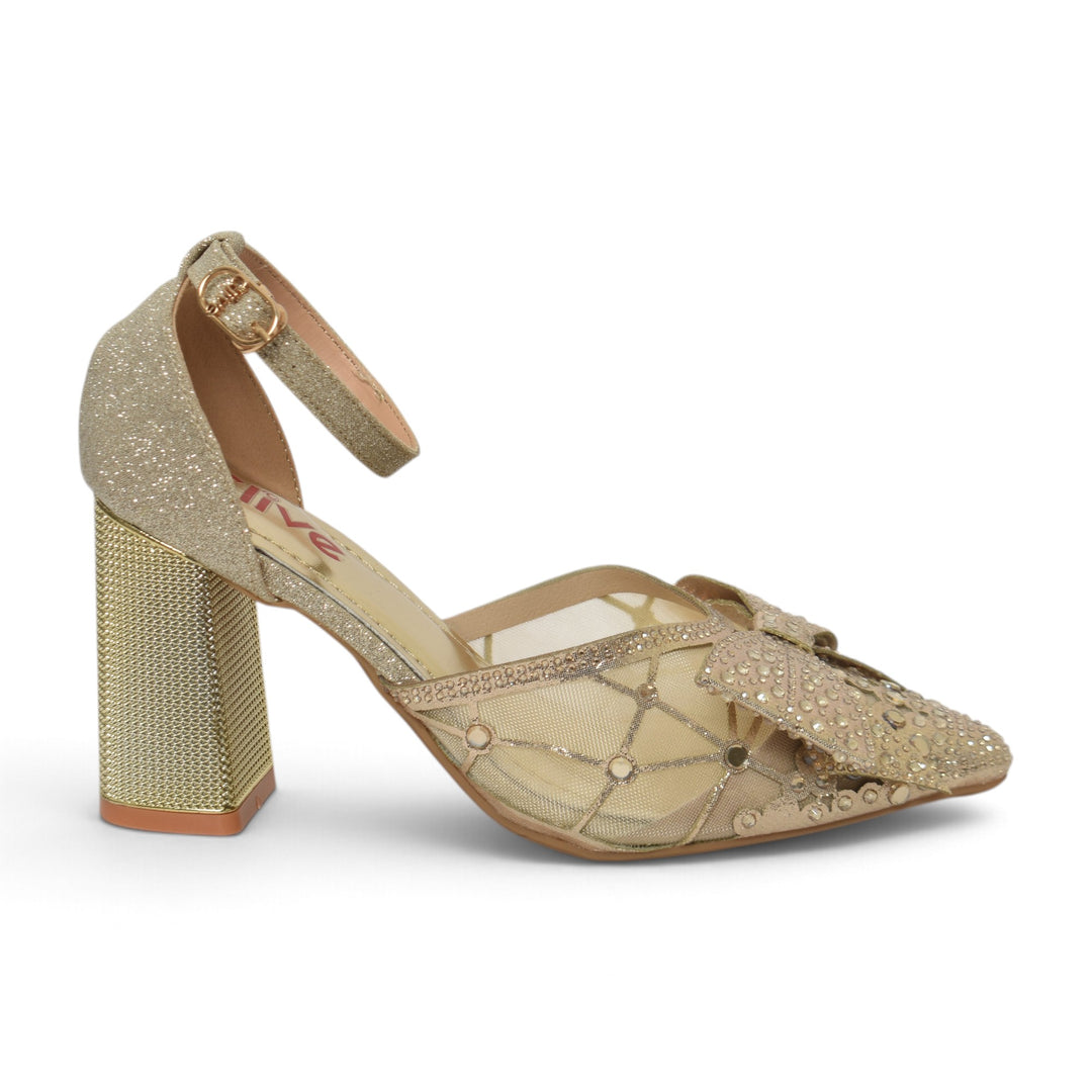 Golden Bridal Court Shoes - L087251