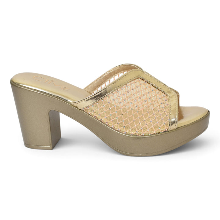 Golden Bridal Slipper Heels - l045229