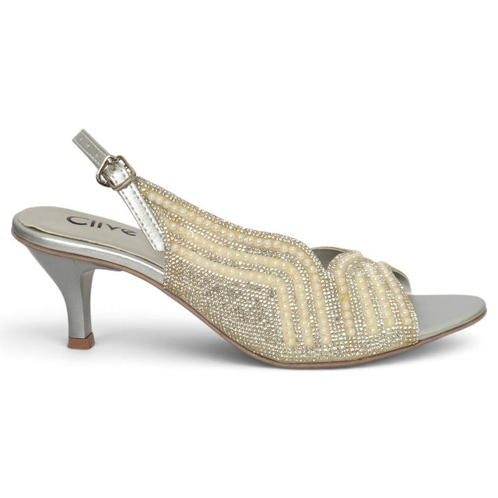 Silver Bridal Sandal Heels - L065840