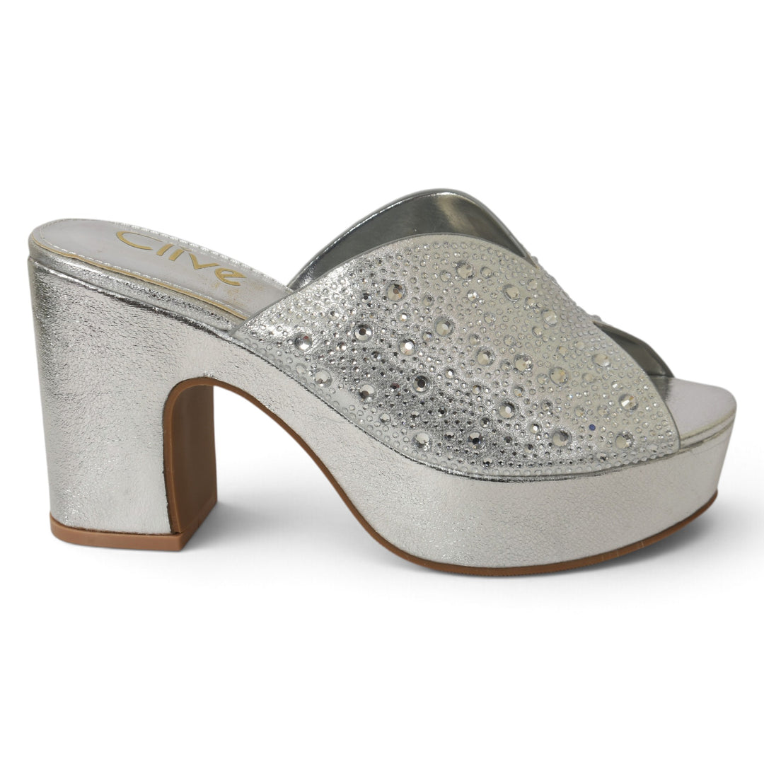 Silver Bridal Slipper Heels - l045243