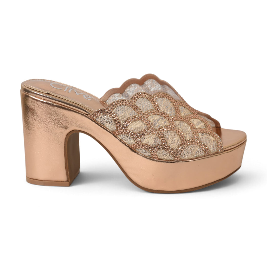 Champagne Bridal Slipper Heels - l045242