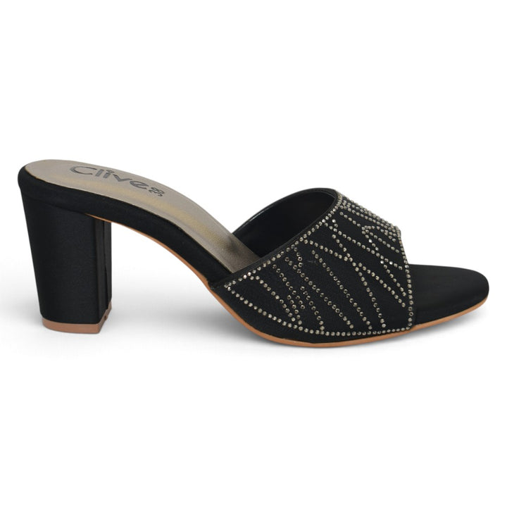 Black Bridal Slipper Heels - L045277