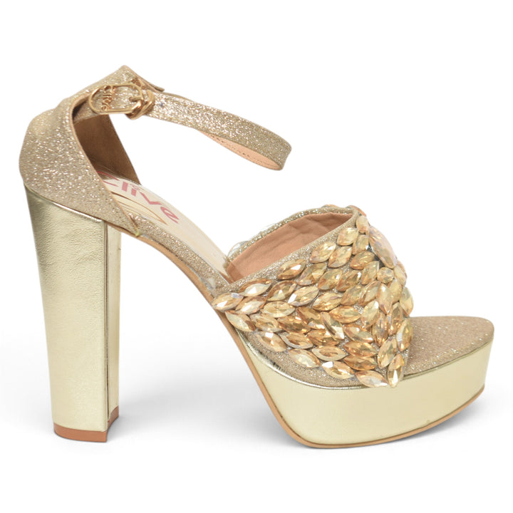 Golden Bridal Sandal Heels - L065826