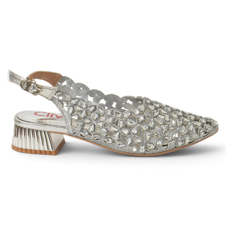 Silver Bridal Court Shoes - l087264