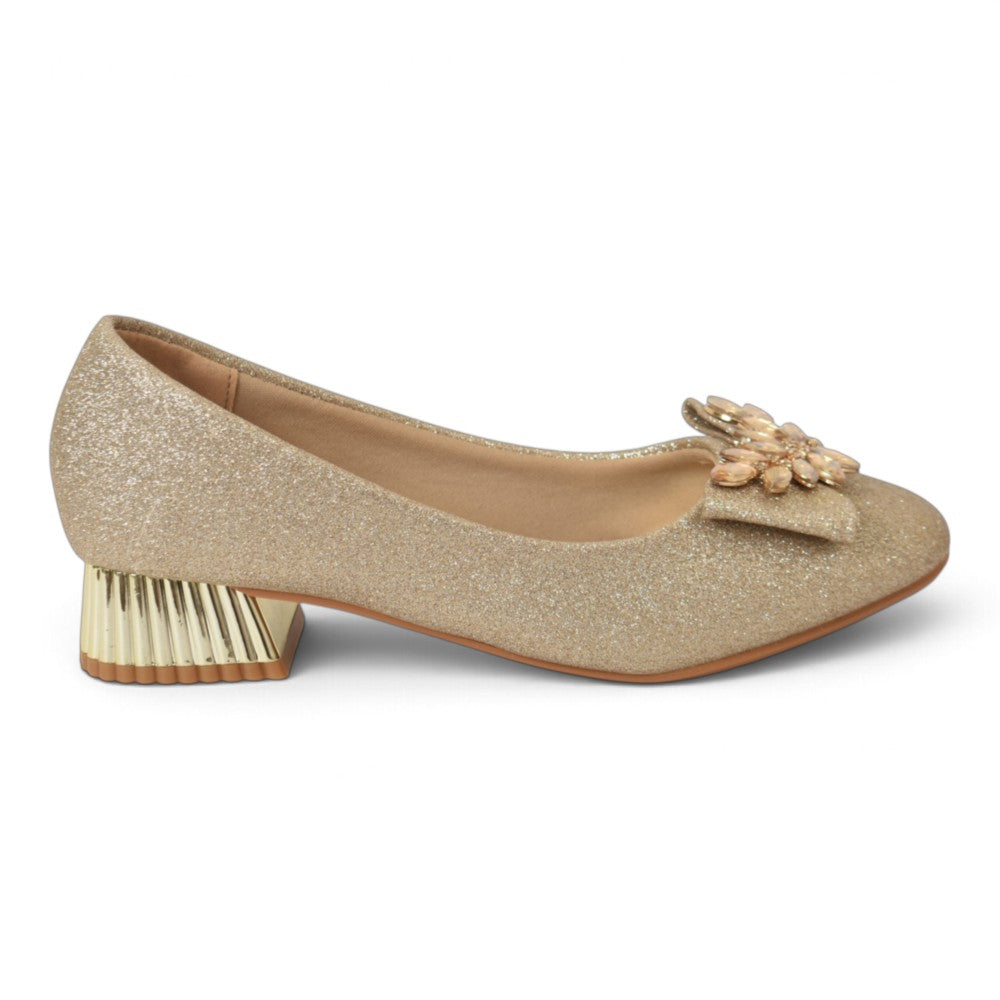 Golden Bridal Court Shoes - l087267