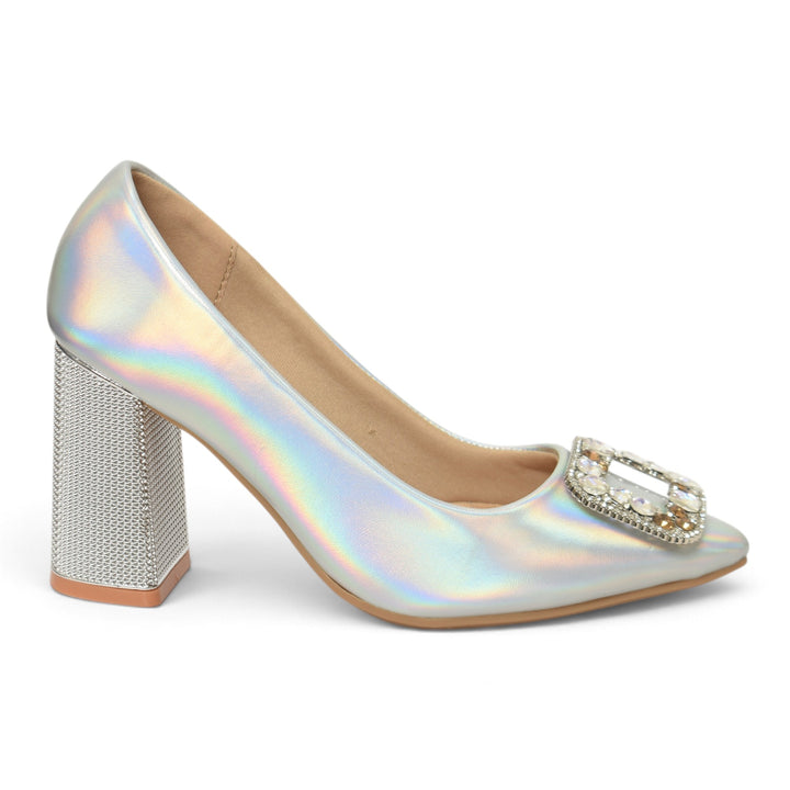 Silver Bridal Court Shoes - L087252