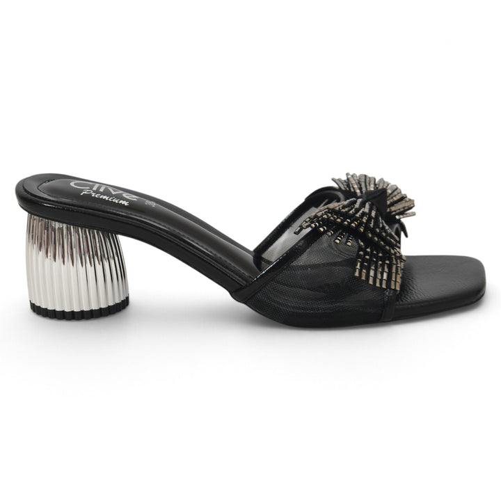 Black Bridal Slipper Heels - l045261