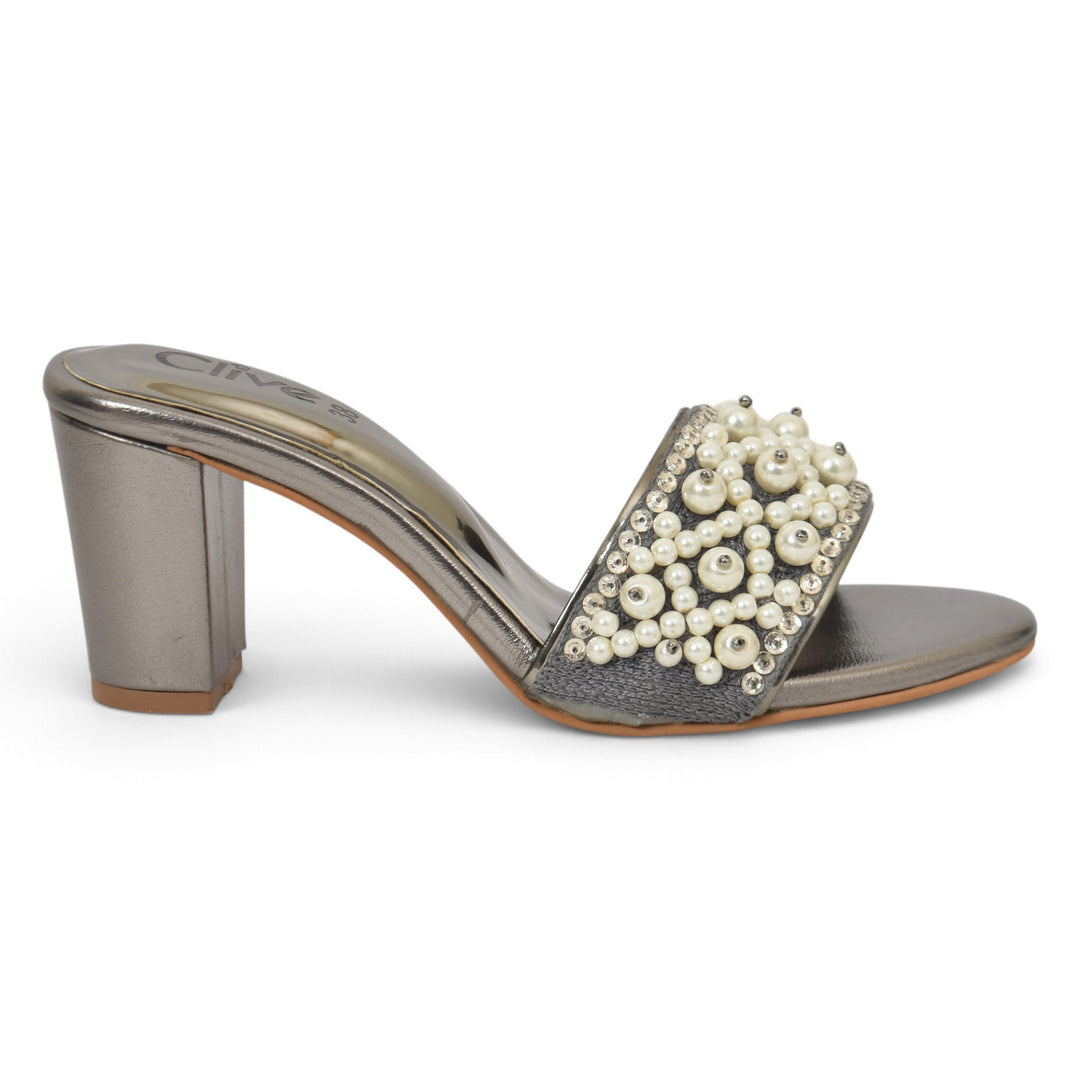 Grey Bridal Slipper Heels - l045276