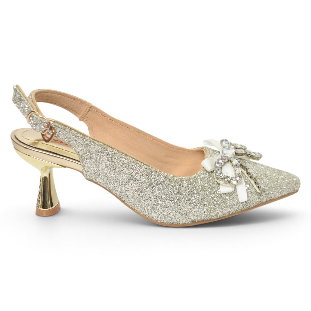 Golden Bridal Court Shoes - L087278