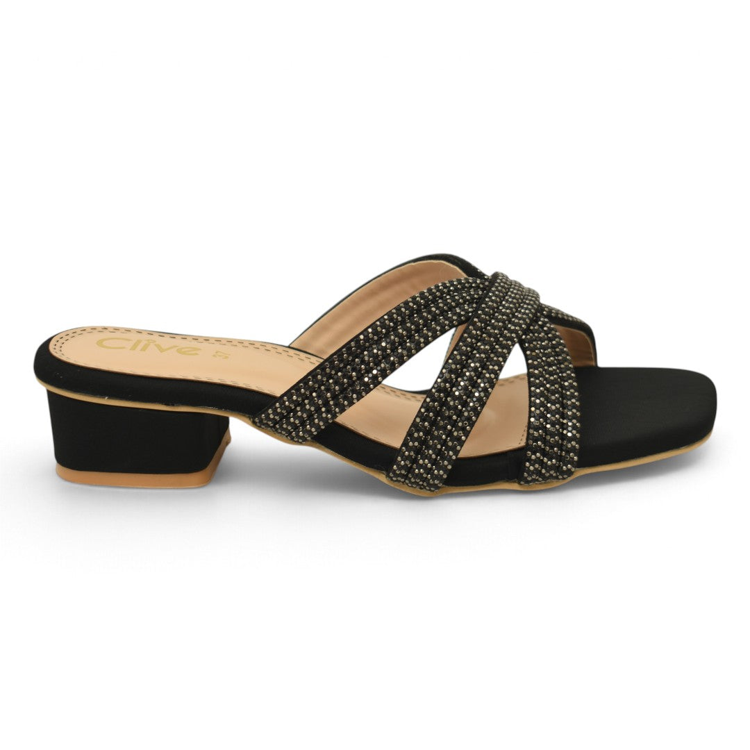 Black Fancy Flat Slipper - L042352