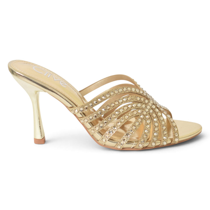 Golden Bridal Slipper Heels - l045240