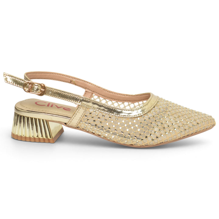 Golden Bridal Court Shoes - L087265