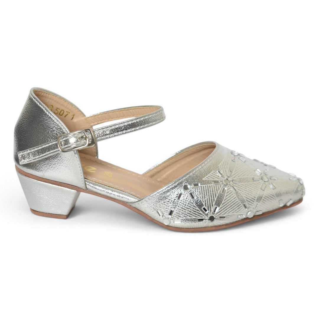 Silver Kids Fancy Court Shoes - KG85071