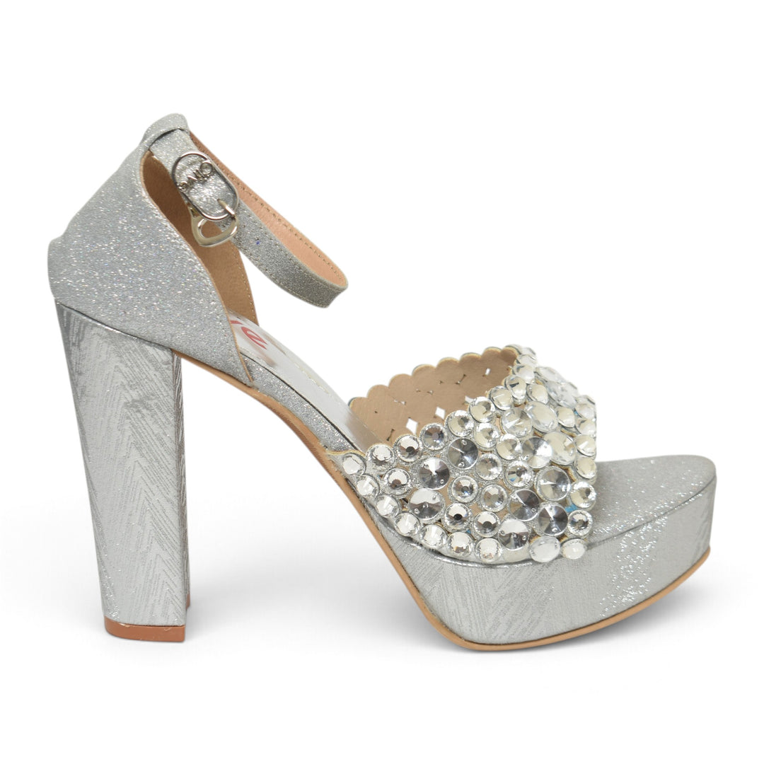 Silver Bridal Sandal Heels - L065820
