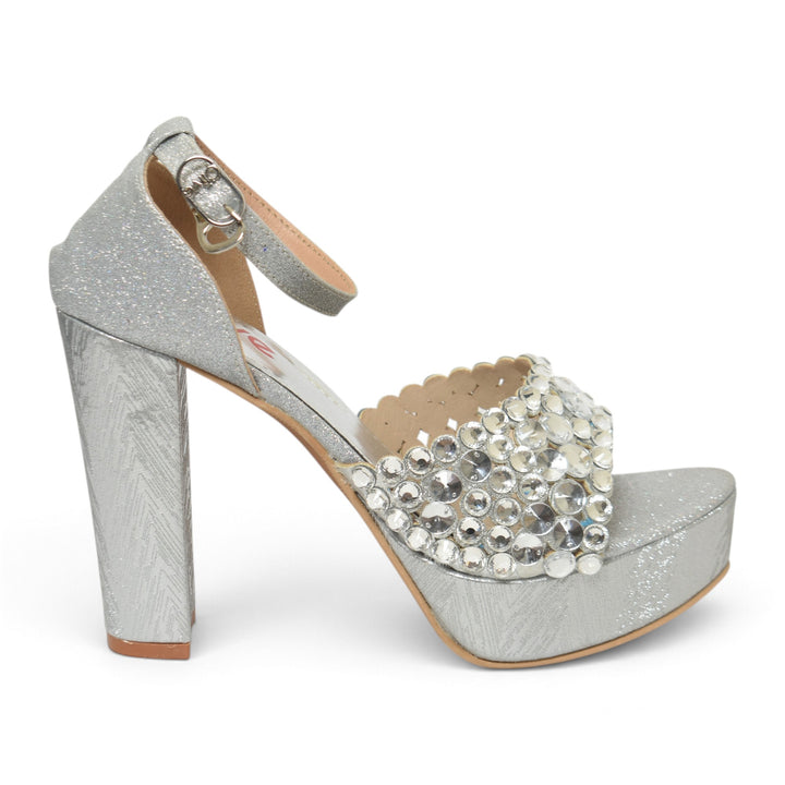 Silver Bridal Sandal Heels - L065820