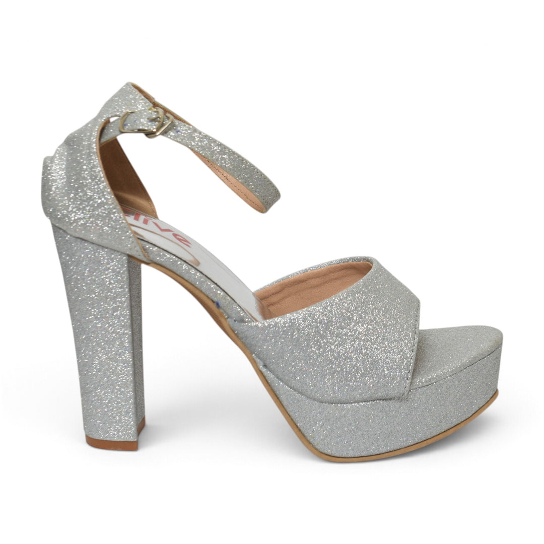 Silver Bridal Sandal Heels - L065821