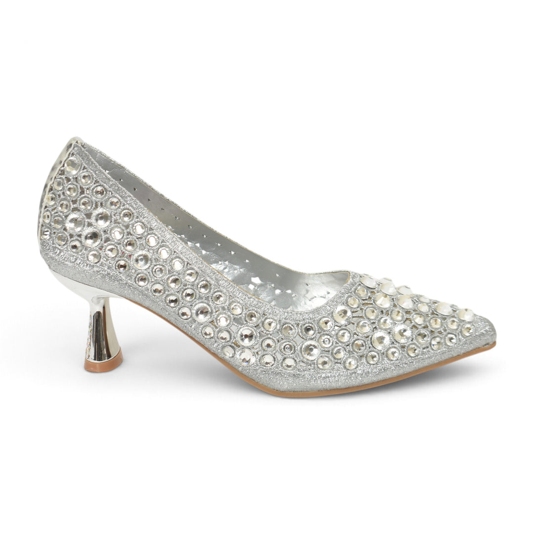 Silver Bridal Court Shoes - L087288