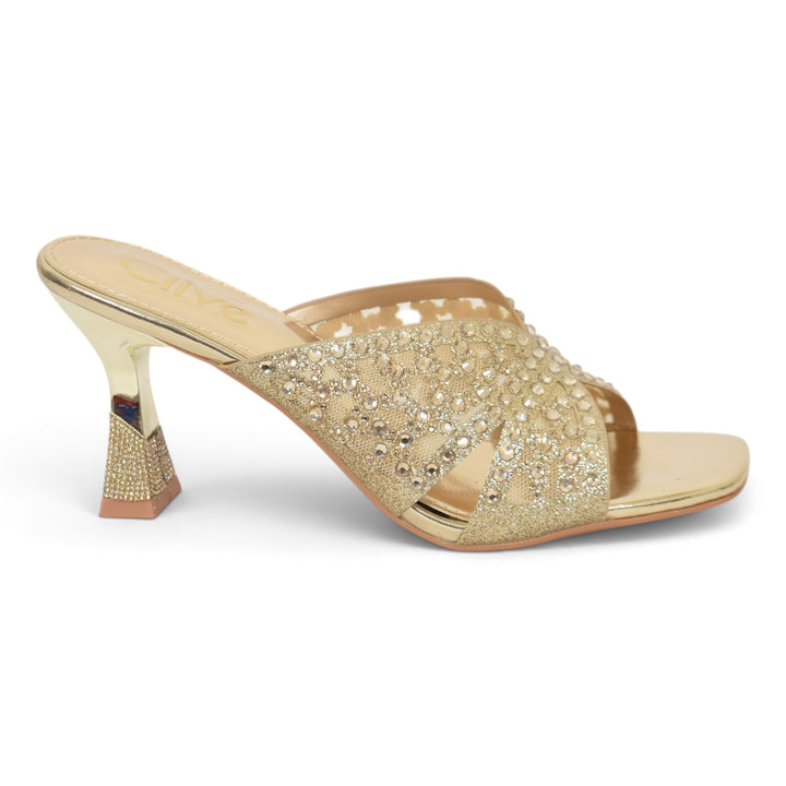 Golden Bridal Slipper Heels - l045238