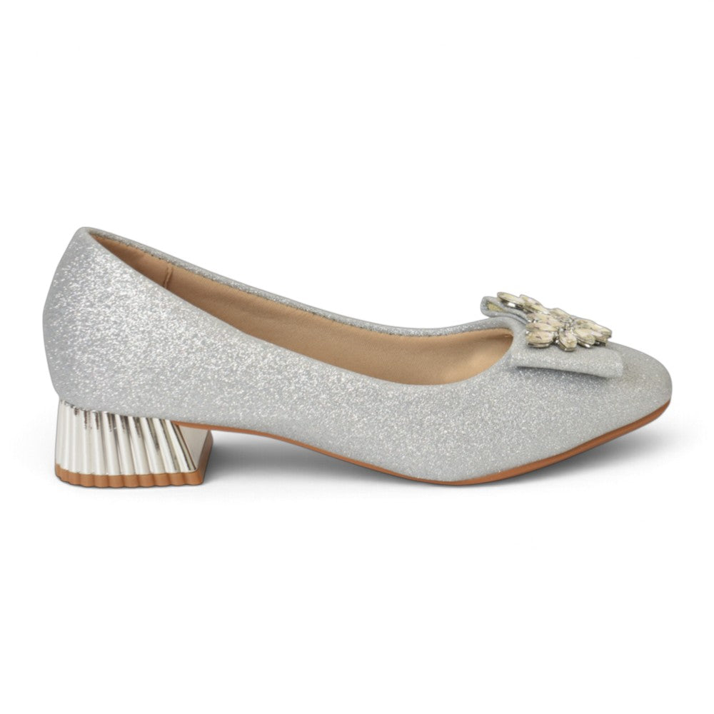 Silver Bridal Court Shoes - l087267