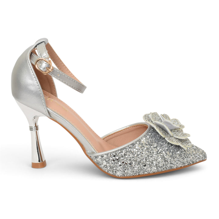 Silver Bridal Court Shoes - l087246
