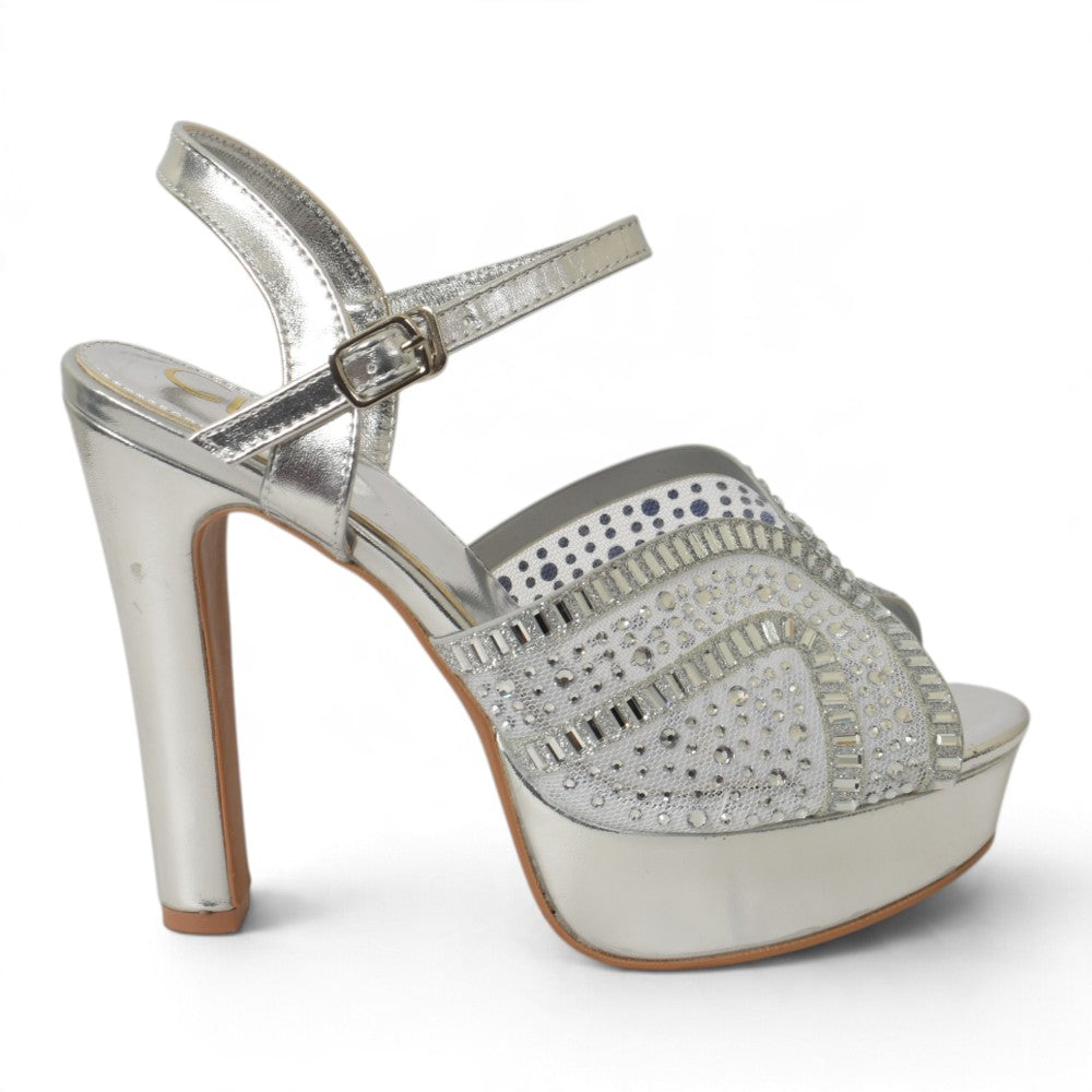 Silver Bridal Sandal Heels - l065816