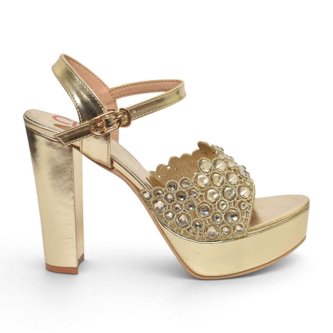 Golden Bridal Sandal Heels - L065822