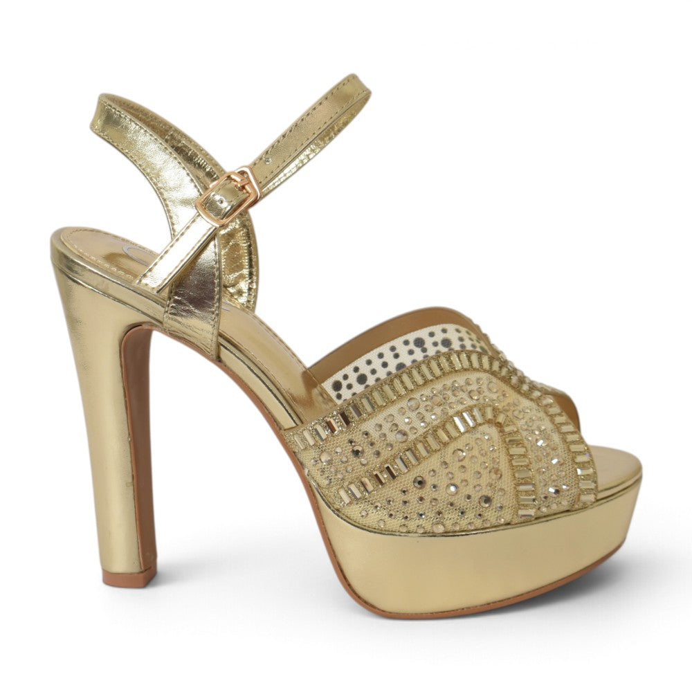 Golden Bridal Sandal Heels - l065816