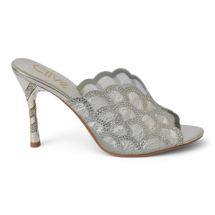 Silver Bridal Slipper Heels - l045234
