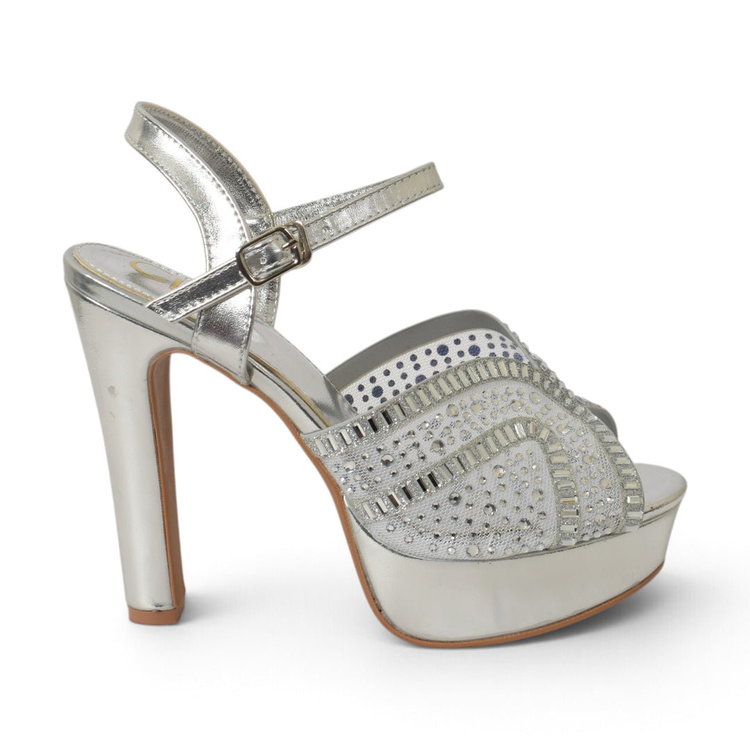 Silver Bridal Sandal Heels - l065816