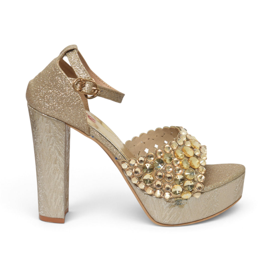 Golden Bridal Sandal Heels - L065820